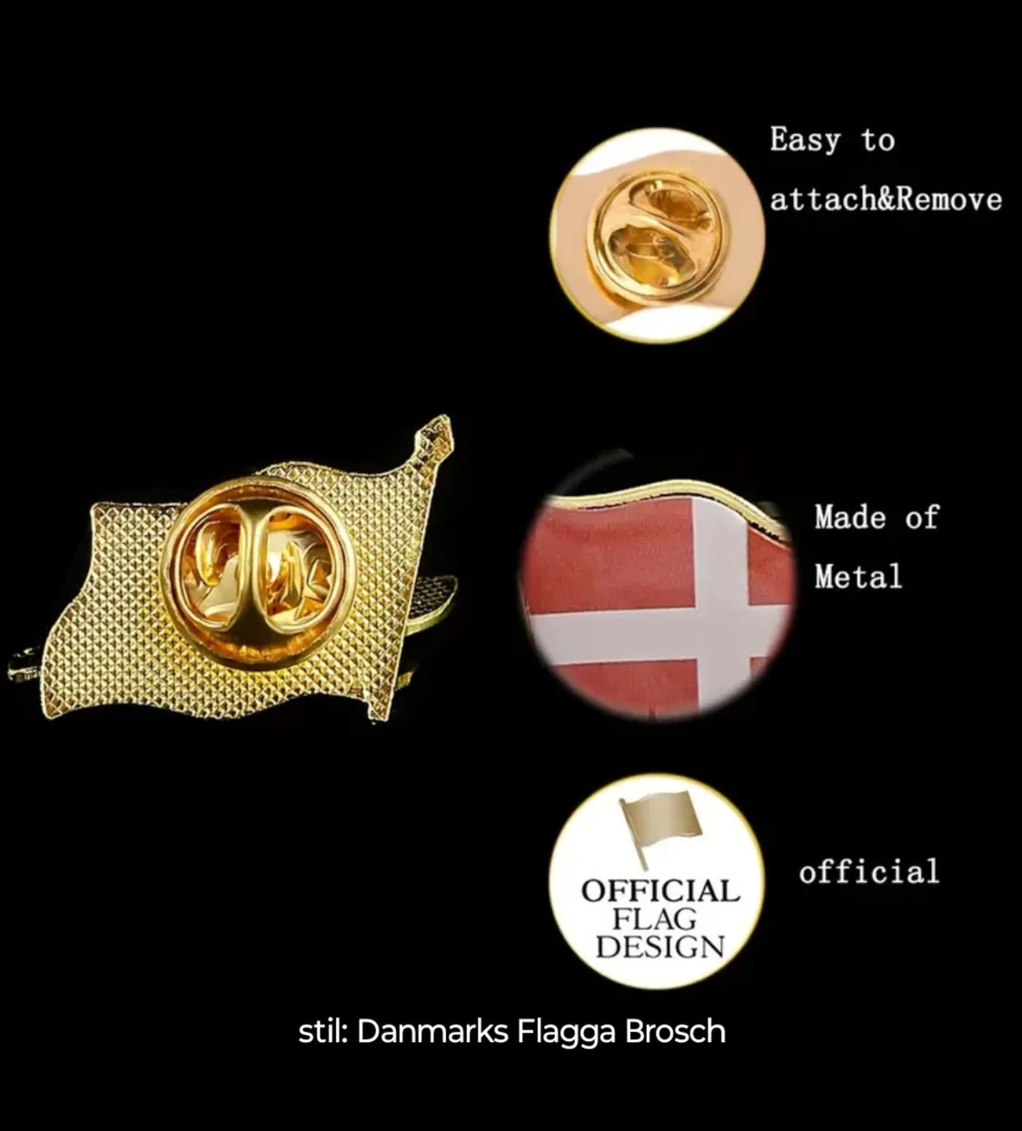 Danmarks flagga pin i metall - 3