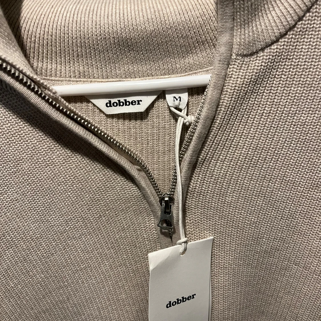 Beige stickad half zip-tröja Dobber - 1