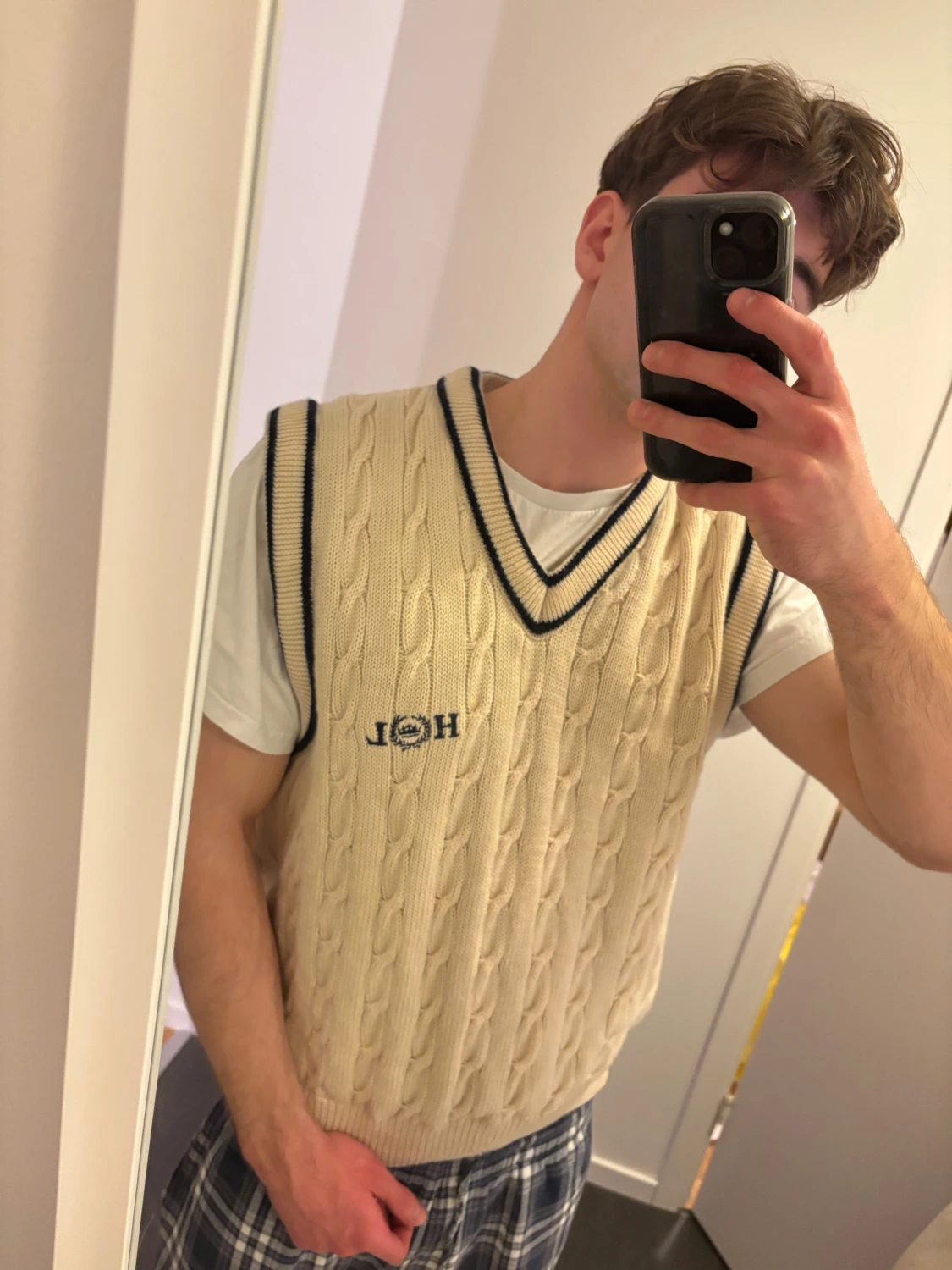 Vit kabelstickad väst från Henri Lloyd - 4