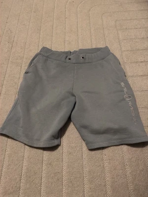 baby blue Sail Racing shorts i bomull - Säljer ett par baby blåa shorts från Sail Racing med logga längs ena benet. De har elastisk midja med öljetter för eventuell snörning och är tillverkade i mjuk bomull. Perfekta för chill dagar eller sommarhäng.