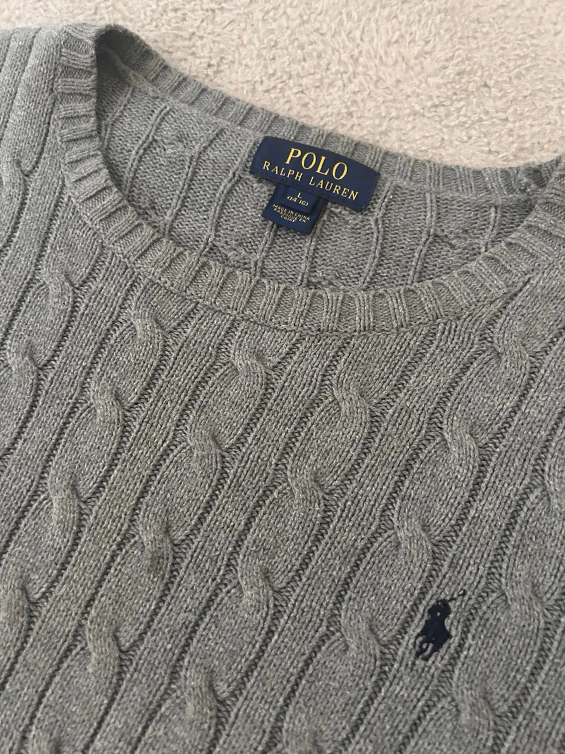 Grå kabelstickad tröja Polo Ralph Lauren - 1