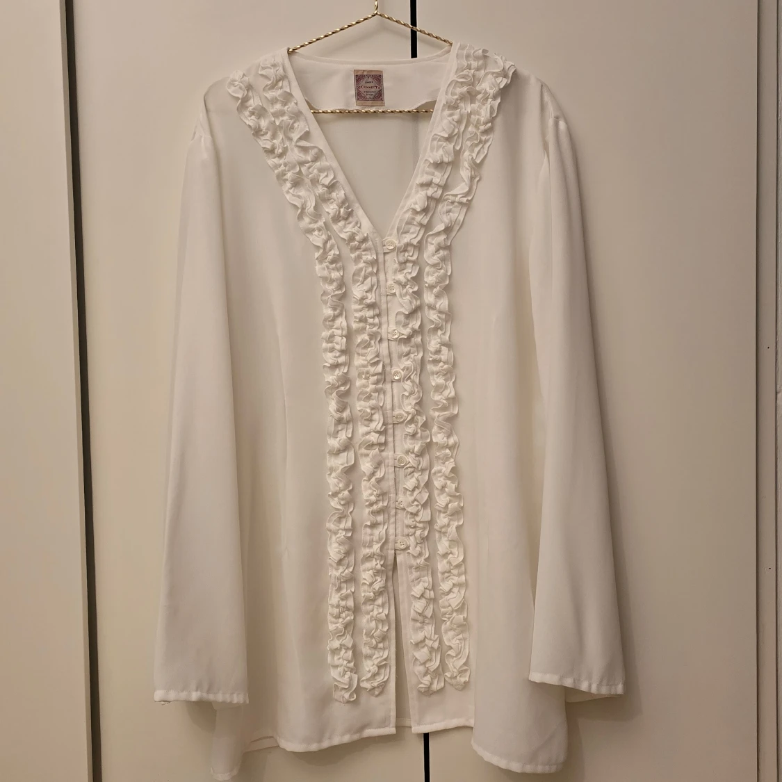Lindex vintage vit frillig blus