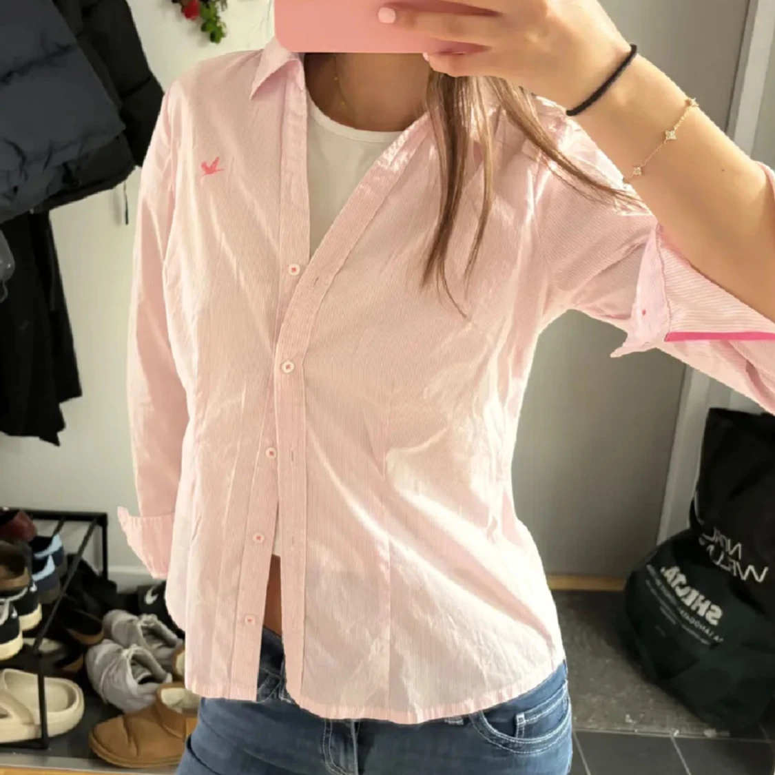 Rosa randig skjorta  - 1