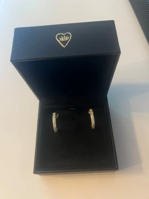 Silver örhängen - Säljer ett par stilrena rundformade örhängen i silverfärg med gnistrande stenar. Perfekta för dig som gillar en elegant och trendig look.💗det är silver och färgar inte av sig!💗