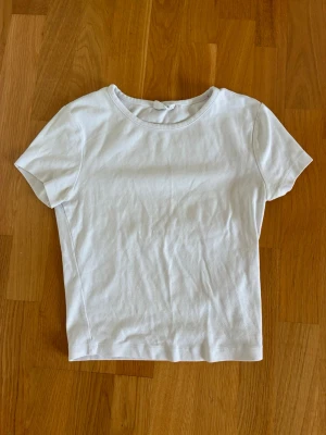 Vit basic t-shirt - Basic vit T-shirt från Gina Tricot🤍 Tröjan är croppad och i stl S. Inga defekter. Skriv för fler bilder.
