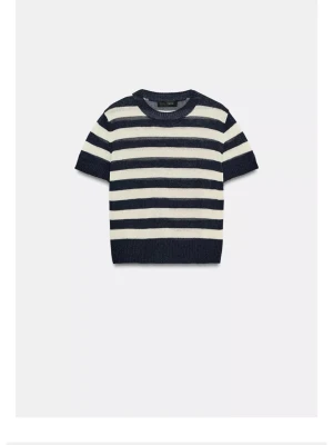 Randig stickad topp i marinblått och vitt - Org pris 329kr. Oanvänd från Zara. Liten i storlek. Skriv för mer bilder. 