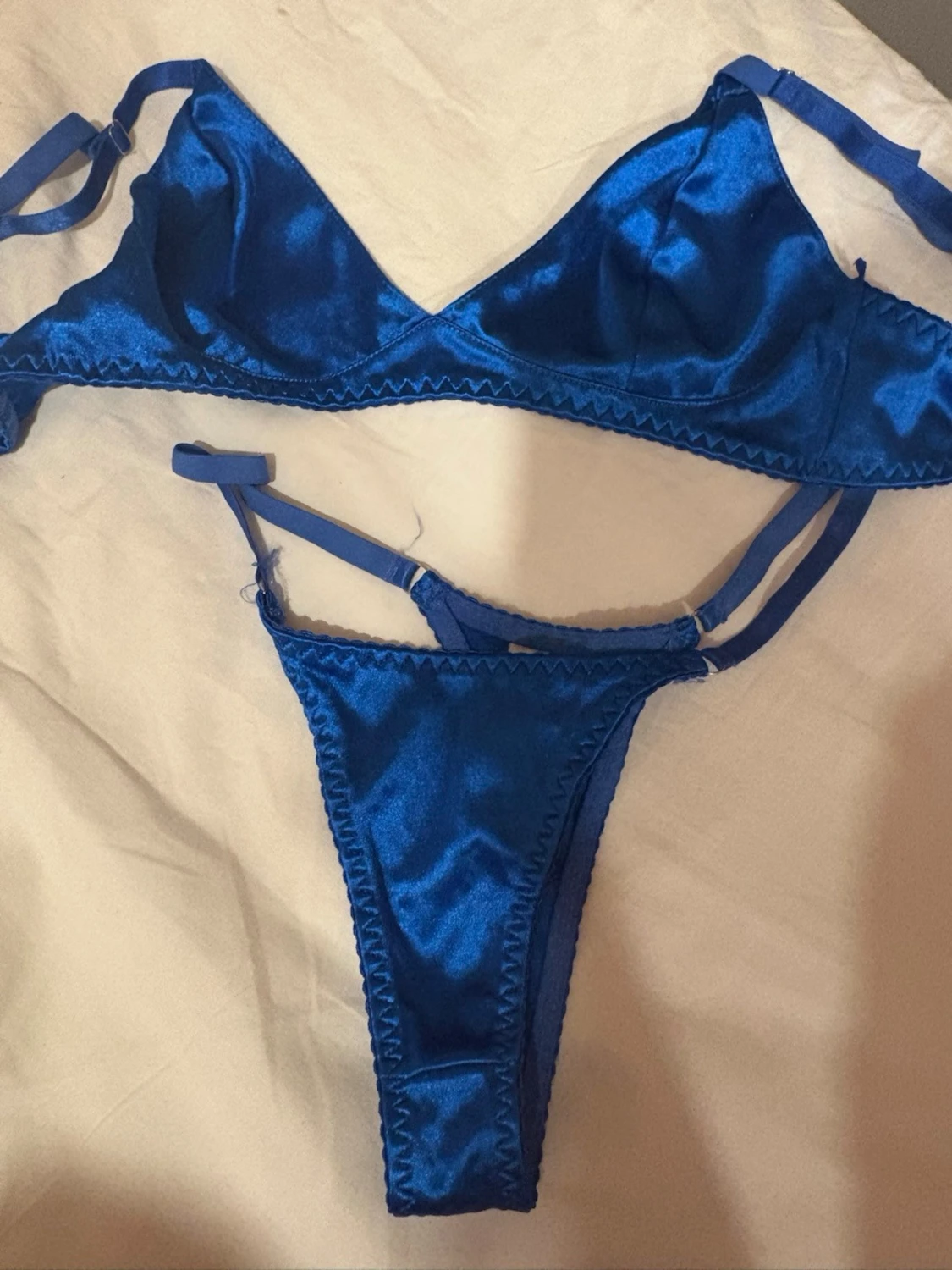 Blå metallic bikini/lingerie  med smala band - 5