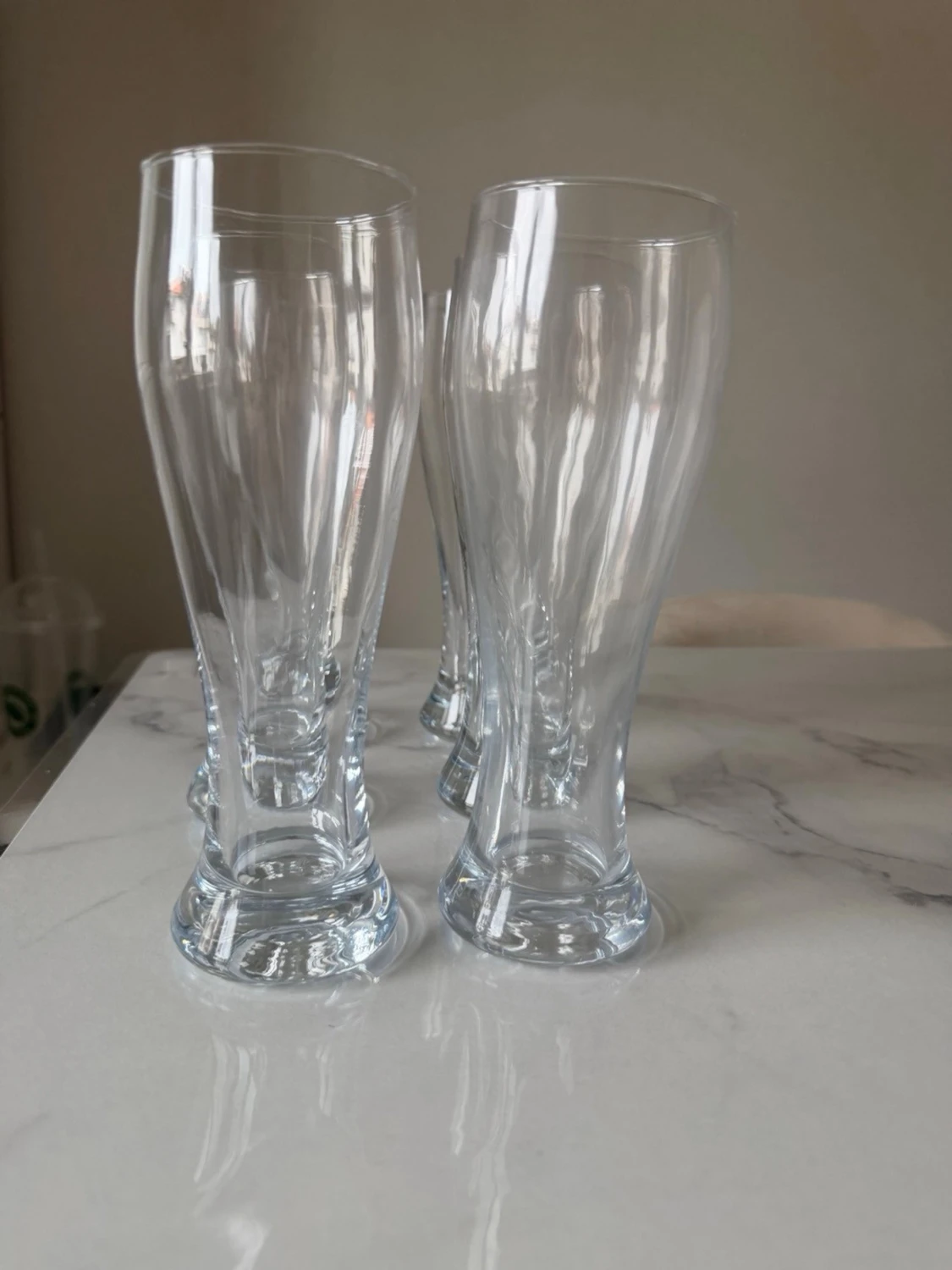 Sex höga ölglas i klart glas - 1