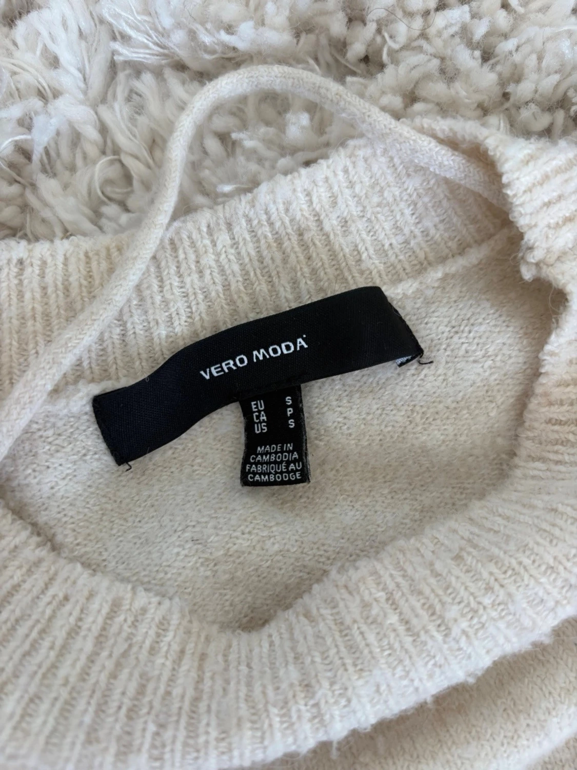 beige stickad tröja med kort ärm - 3