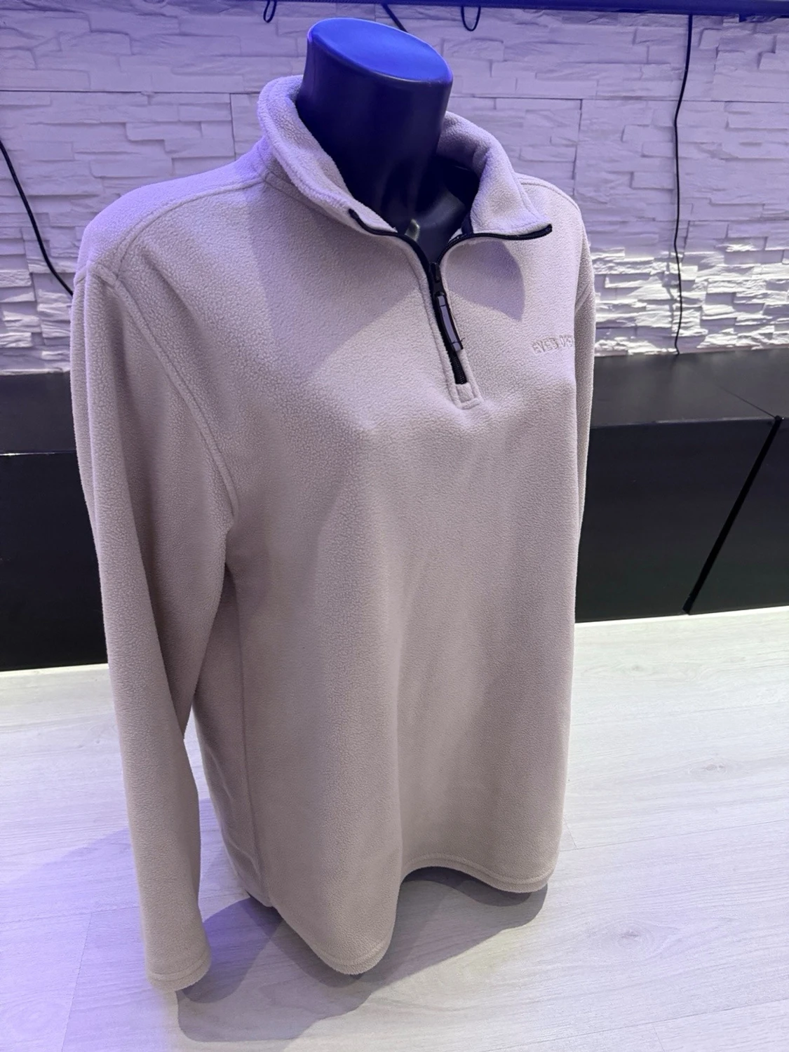 Beige fleece-tröja med halv dragkedja - 1