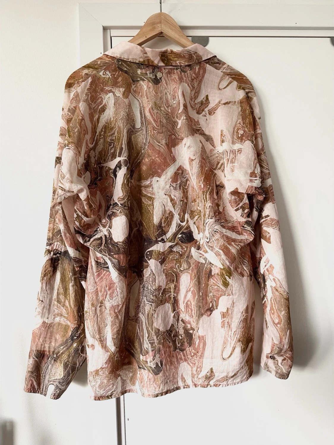 MOS MOSH - Women's Marble Print Ruffle Blouse - size L - 2