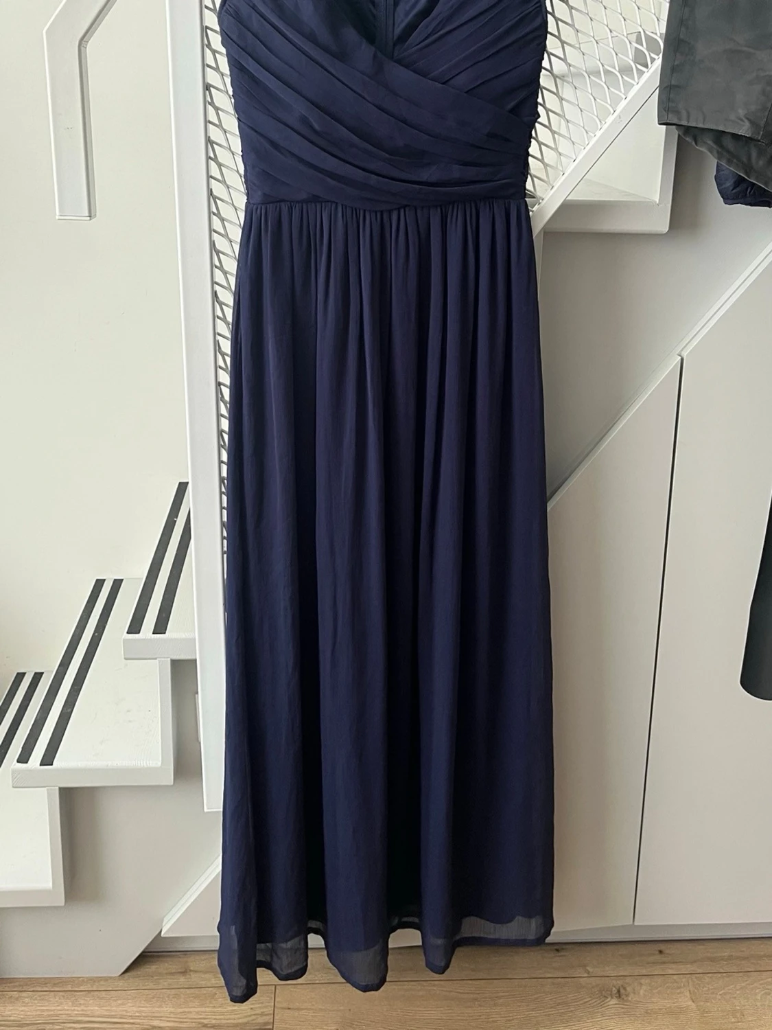 Marinblå offshoulder långklänning - 1