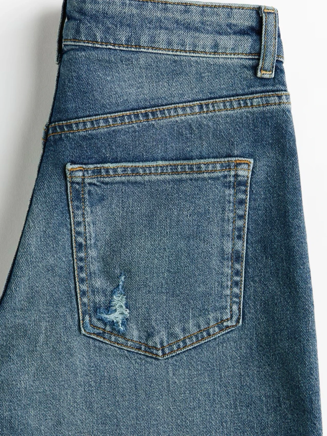 Blåa wide leg jeans med slitning - 1