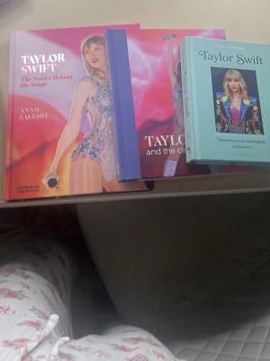 Taylor Swift biografier och böcker - Ett paket med flera böcker om Taylor Swift, inklusive biografier och berättelser om hennes karriär och låtar. Böckerna har färgstarka omslag med bilder på Taylor Swift och varierar i storlek. Perfekt för fans av popmusik och ikoniska artister.