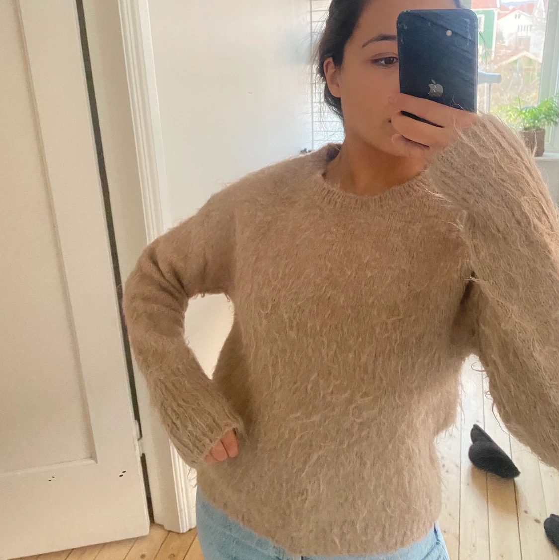 Beige Stickad tröja i alpacka!!  - 90