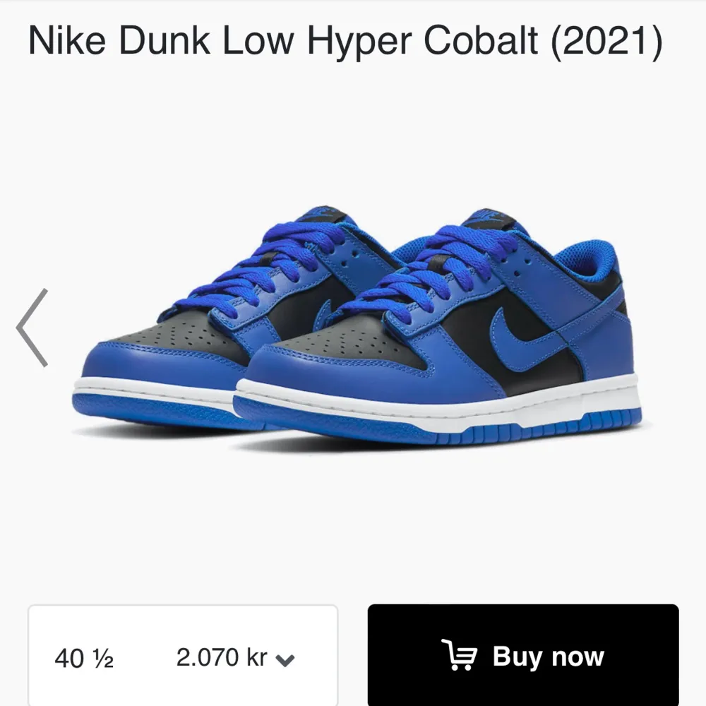 Helt nya hyper cobalt som jag aldrig använt. Köptes när de släpptes på footlocker. Finns kvitto. Storlek MENS US 4.5/ EU 36. De är stora i storleken. Priset kan diskuteras 💙 frakt står köpare för på 66kr. Skor.