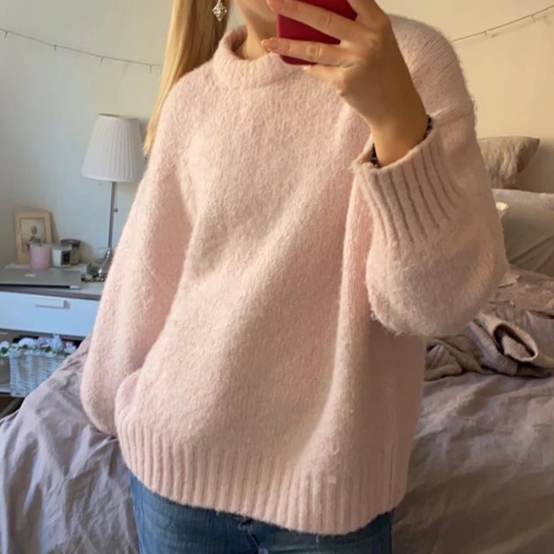 Rosa stickad tröja zara