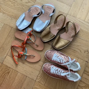 Fyra par oanvända skor!  - Fick dessa vid en butiksstägning men jag är tyvärr en storlek 39, dessa är alla fyra storlek 37. Helt oanvända! 400kr för alla fyra 😊 Sandalerna är äkta skinn. 
