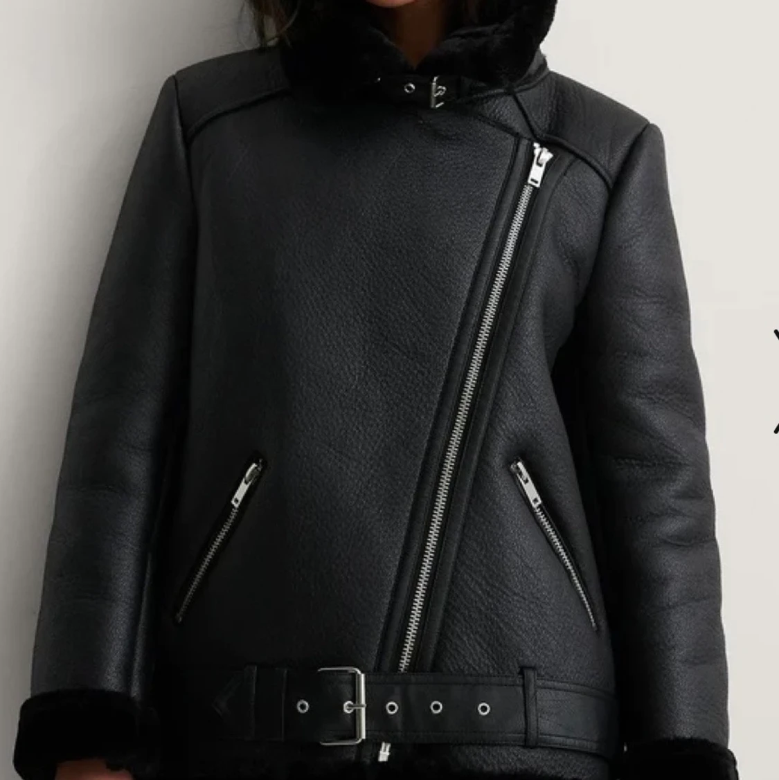 Pälsjacka med skinn - 90