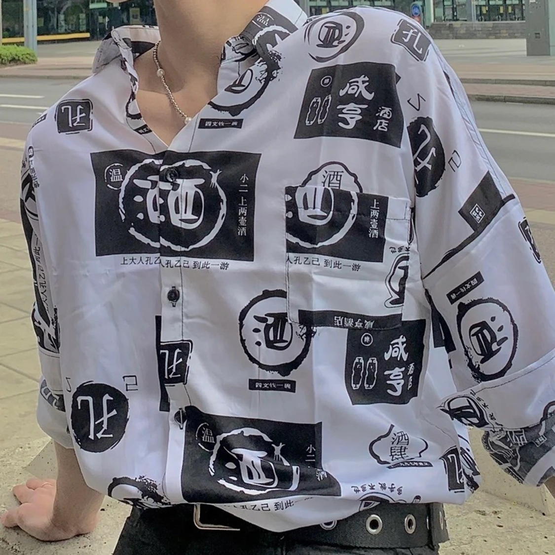 svart och vit cool skjorta ( korea ) - 90