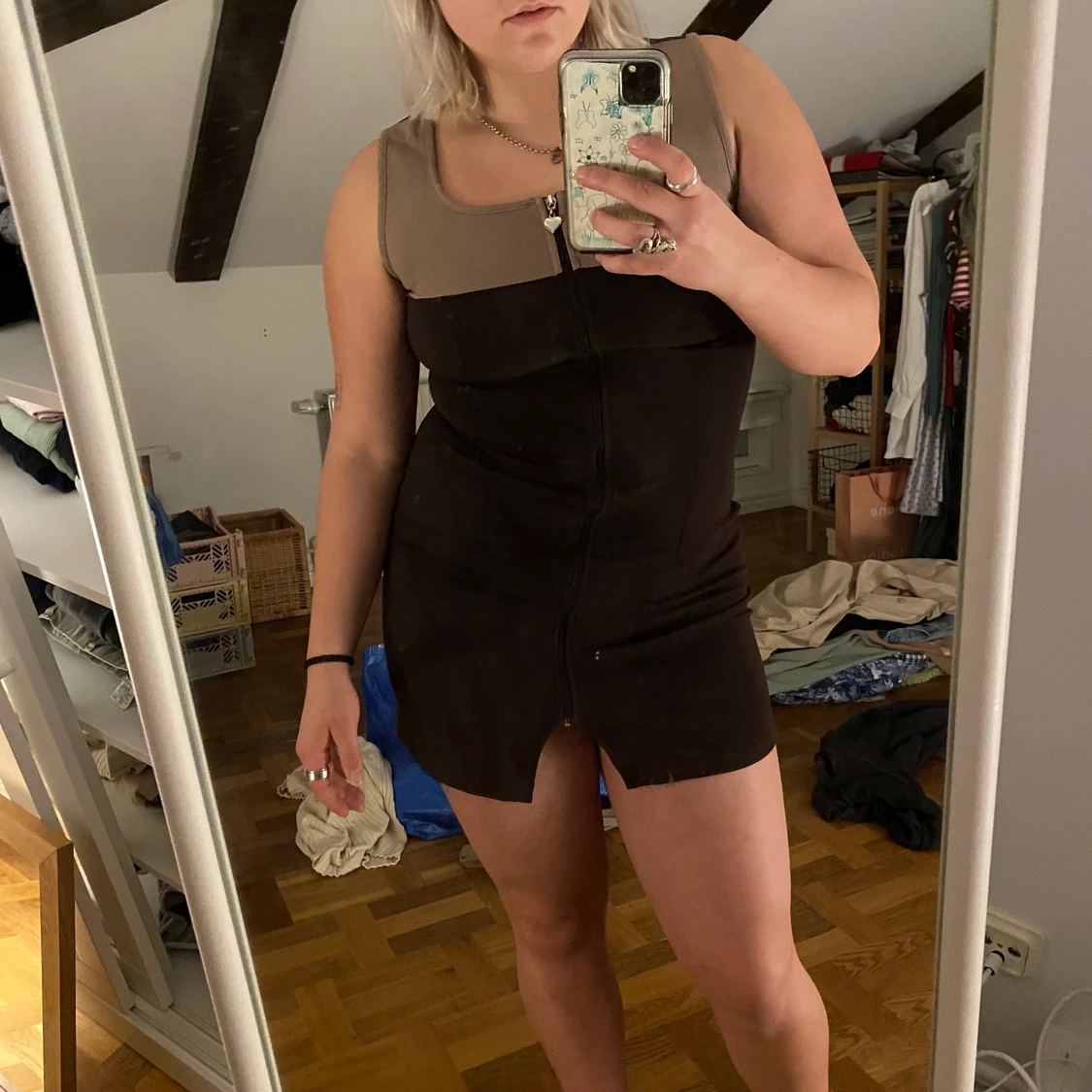 Vintage klänning med hjärtdragkedja - 90