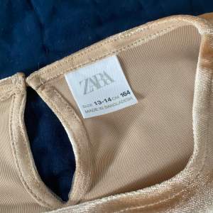Snygg tröja frön Zara i nyskick! En cool tröja i nyans av guld med dekorativa pärlor på. Inköpspris 120 kr och säljer för 55 kr, exklusive frakt🤩😍
