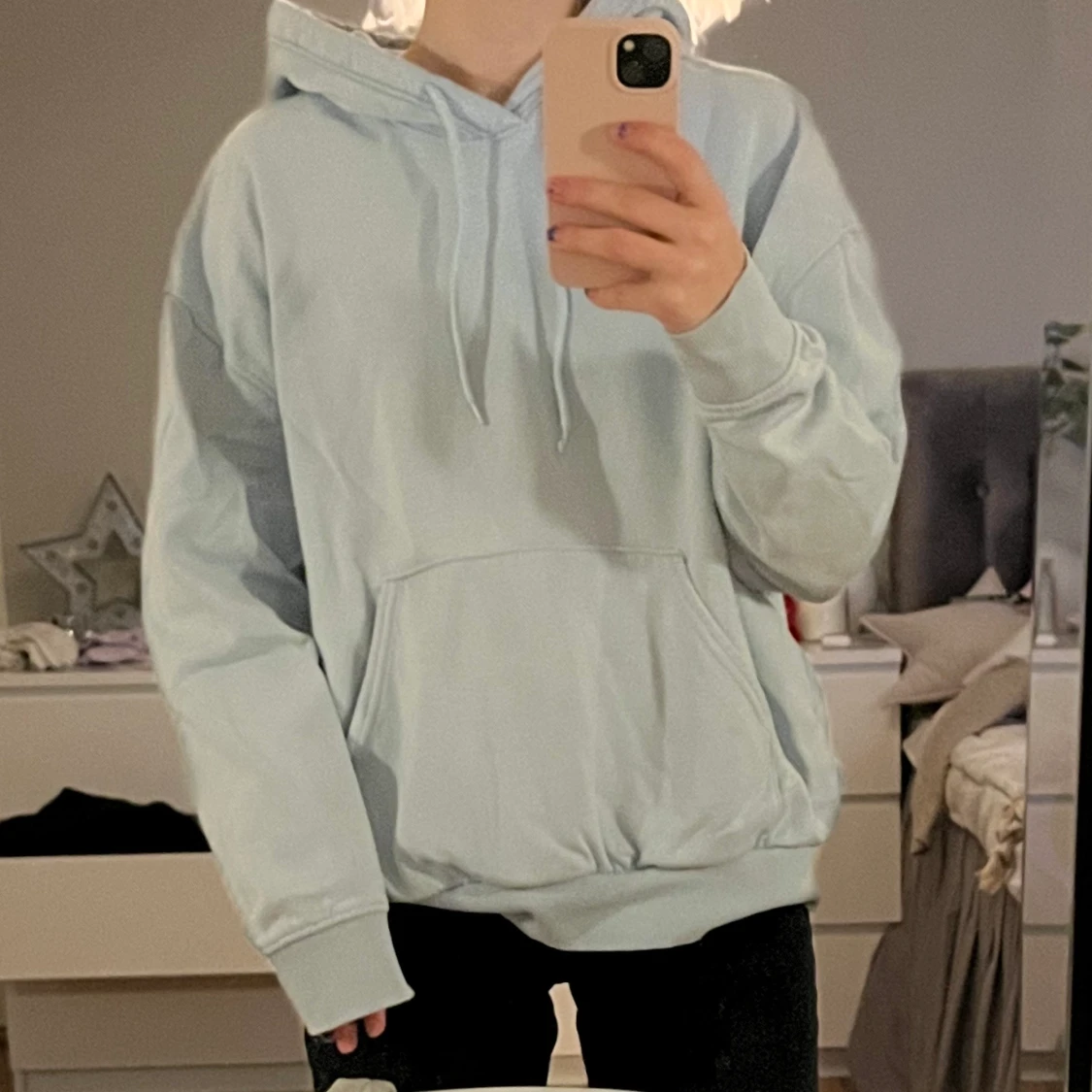 Ljusblå hoodie - 90