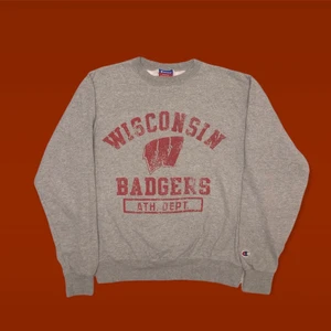 Champion Sweatshirt!! 🌱🌱 - Wisconsin college sweatshirt från Champion. Tröjan är i storlek S och är true to size. Tröjan är i grymt vintage skick och har inga anmärkningar. Hör av dig om du undrar något! ✌🏻🌱🔴