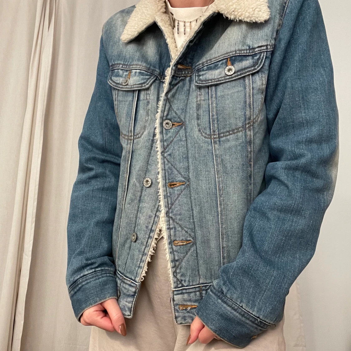 Vintage fodrad Jeansjacka strl M - 91