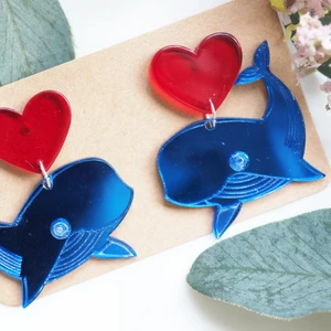 Reflecting blue whale 🐳  - Earrings made of acrylic- colorful- super cute 🥰 