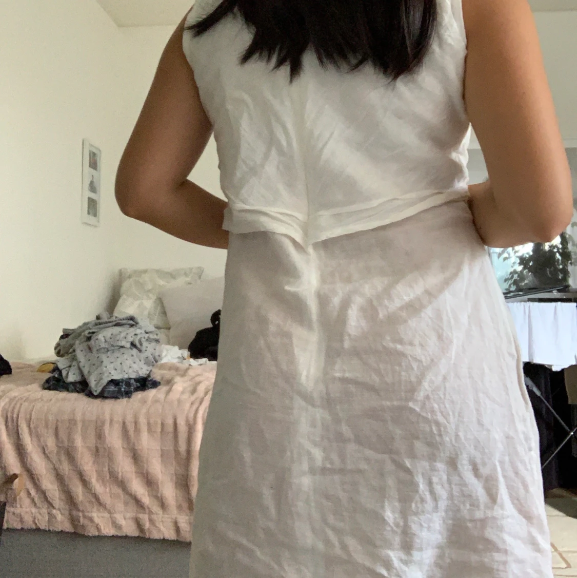 Vit linneklänning  - 91