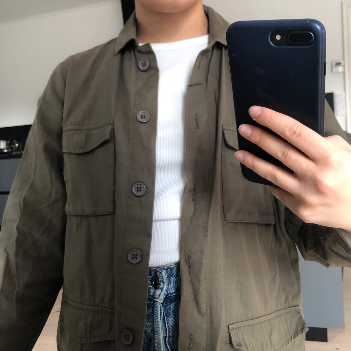 Olivgrön skjortjacka  - 90