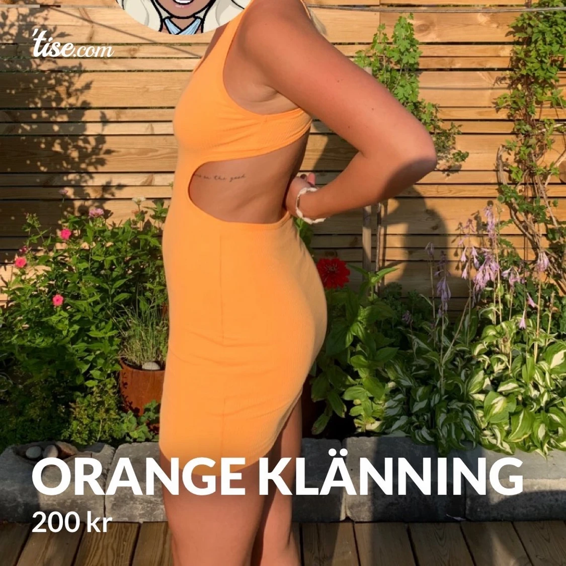 Orange öppen rygg klänning 