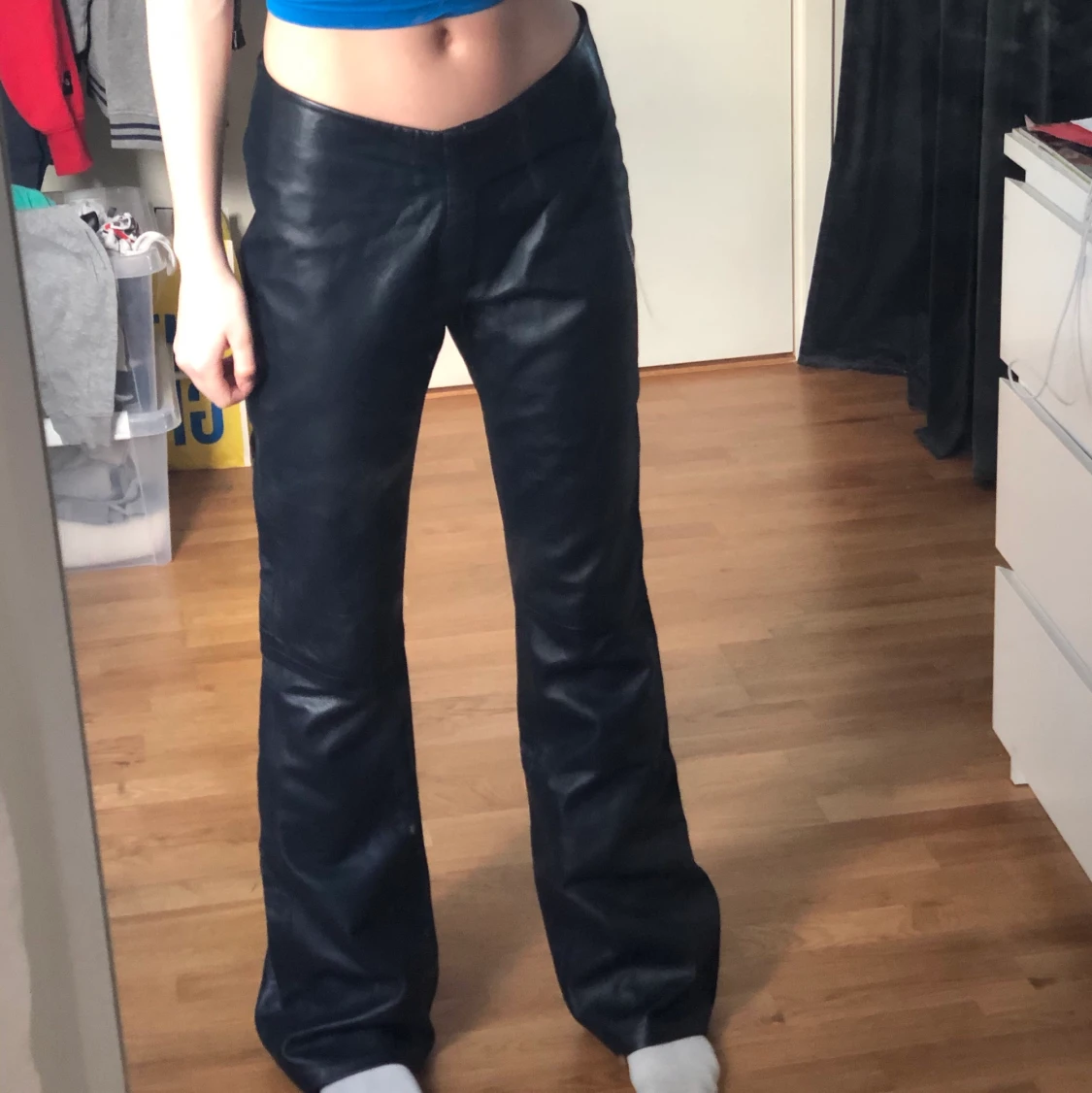 Low rise fake skinnbyxor