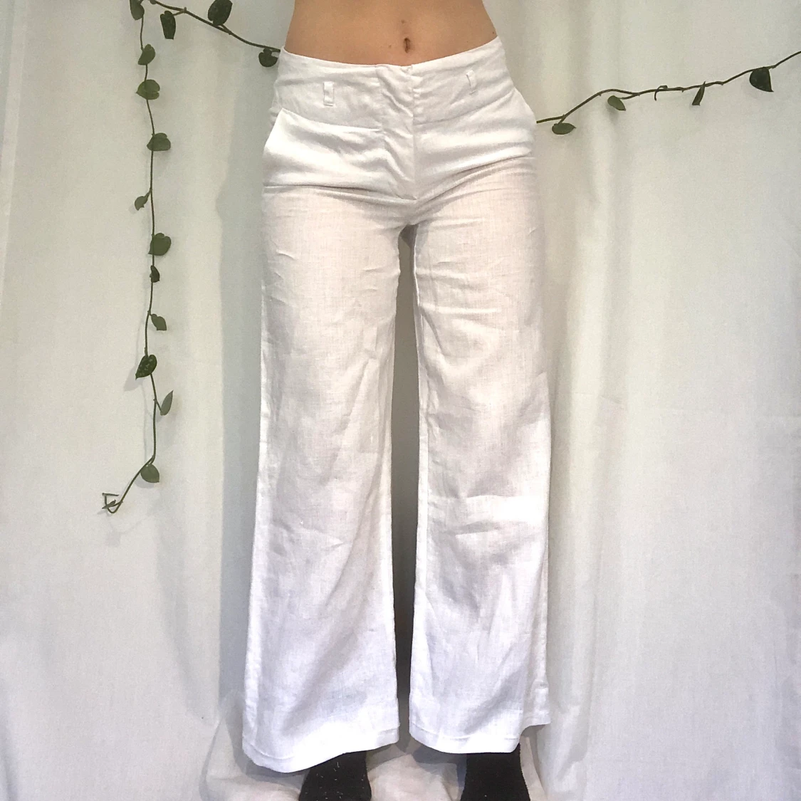 Lågmidjade vida linnebyxor