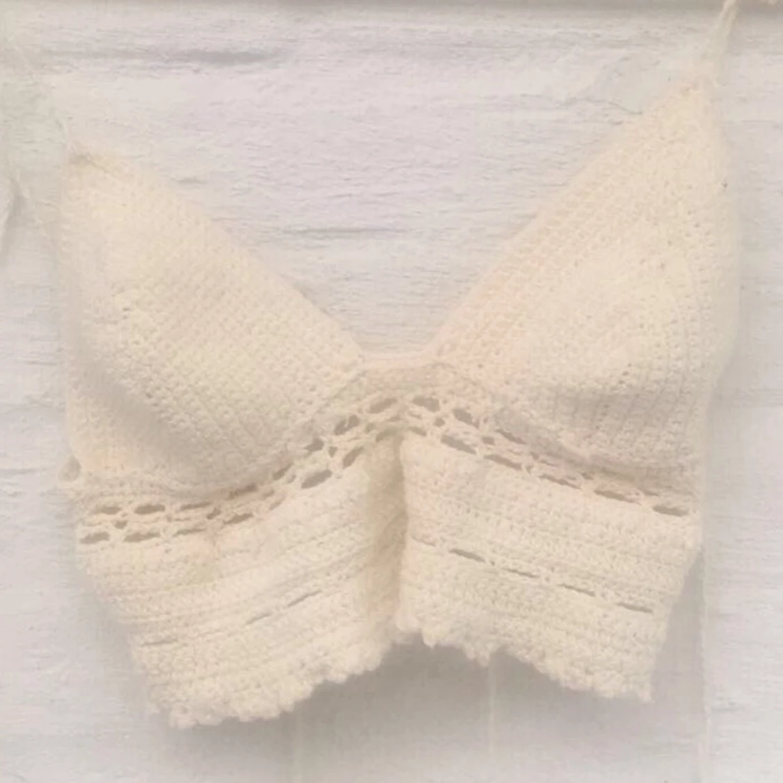 Vit Virkad topp - 90