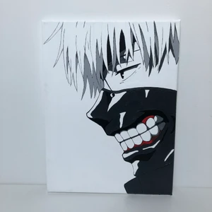 Tavla målad av mig - Canvas tavla handmålad av mig med Tokyo Ghoul motiv. Tavlan är målad med akryl färg med lite textur kontrast. Canvasen är 30 x 40.
