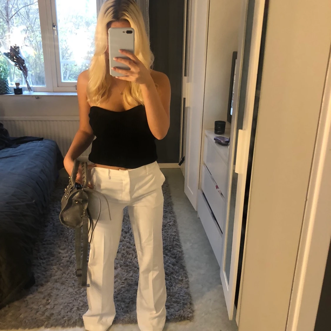 Vita lågmidjade kostymbyxor💕 - 90
