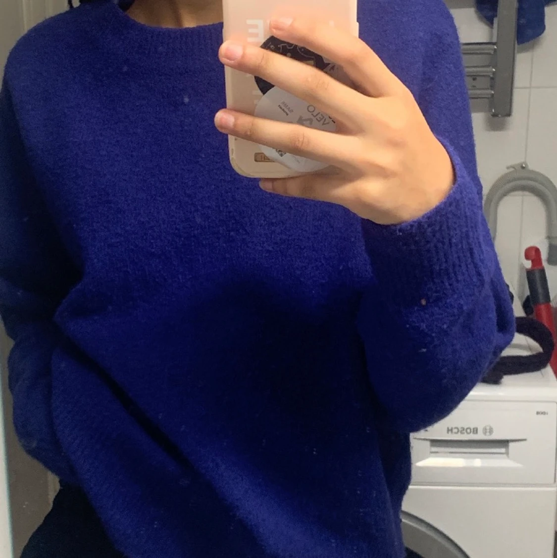 Blå stickad tröja  - 91