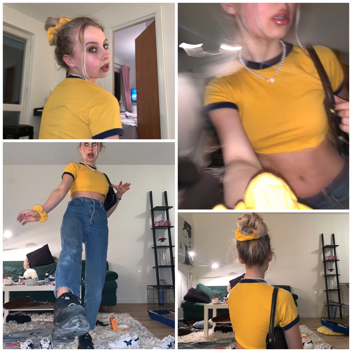 Gul baby tee med matchande scrunchie - 90