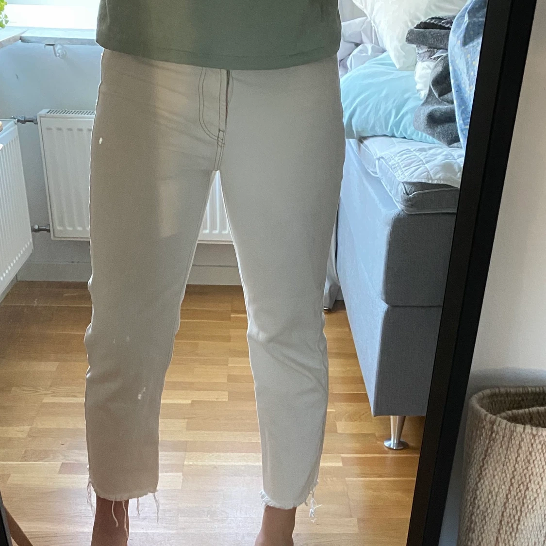 Jeans hi rise straight naturfärg - zara - 90