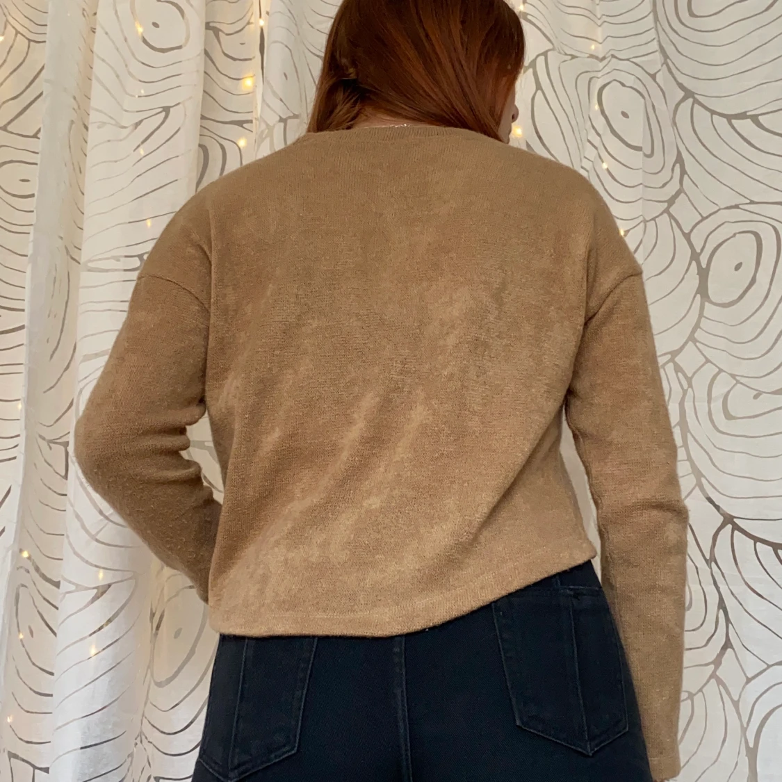 Mysig brun stickad tröja - 90