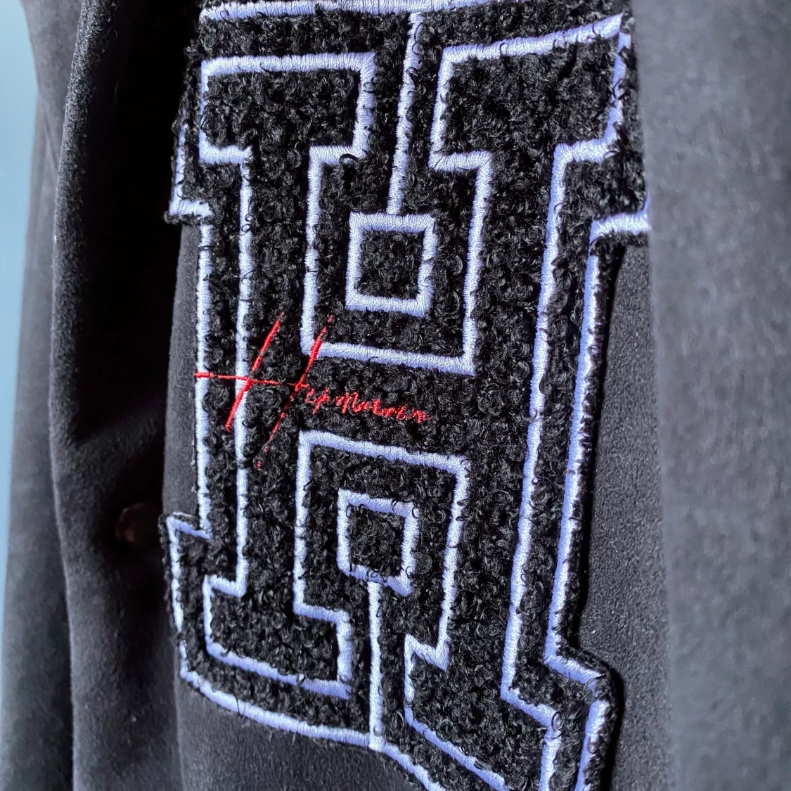 Svart collegejacka med teddykrage - 91