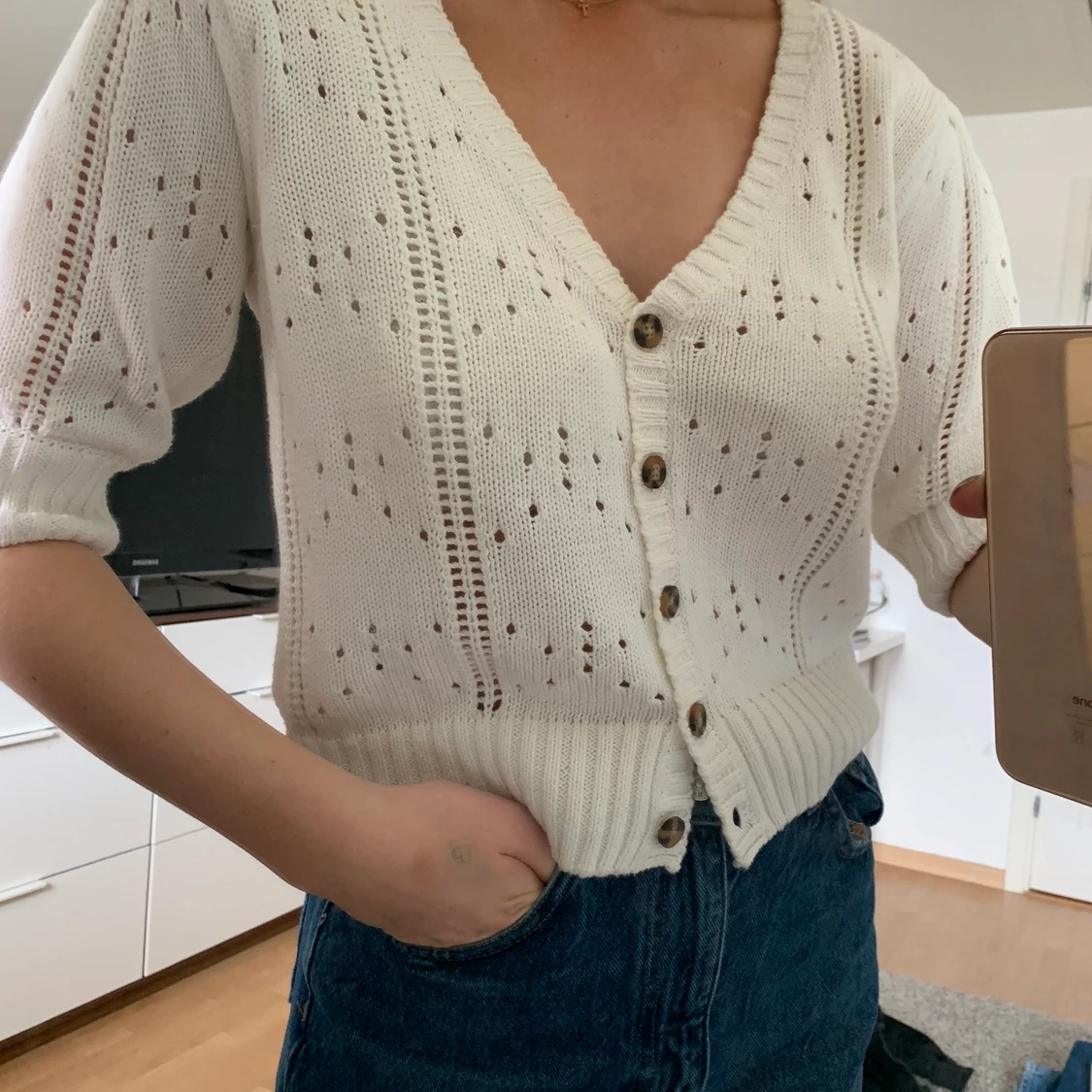 Vit Stickad tröja - 90