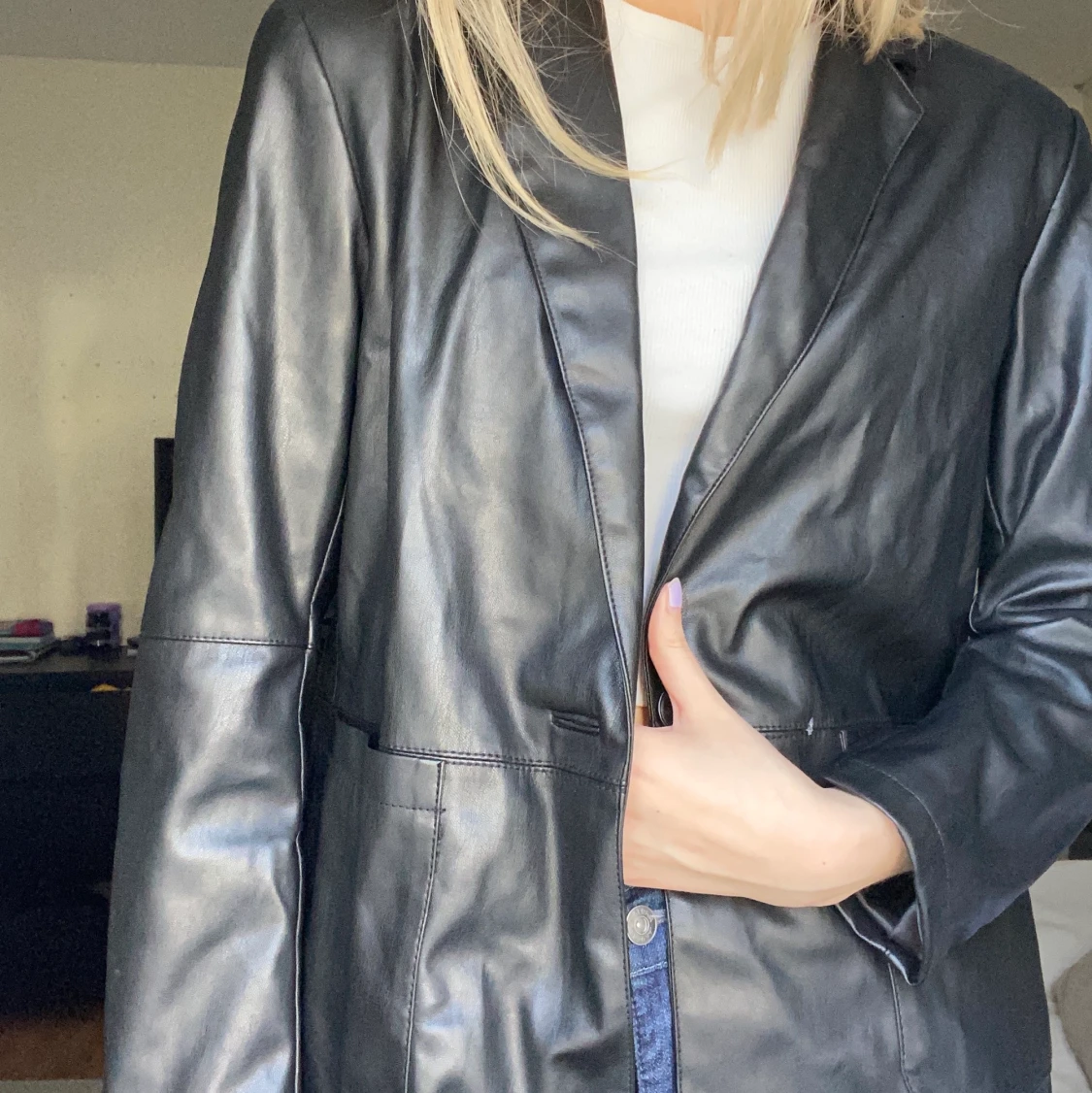 Svart skinnjacka / kavaj - 91