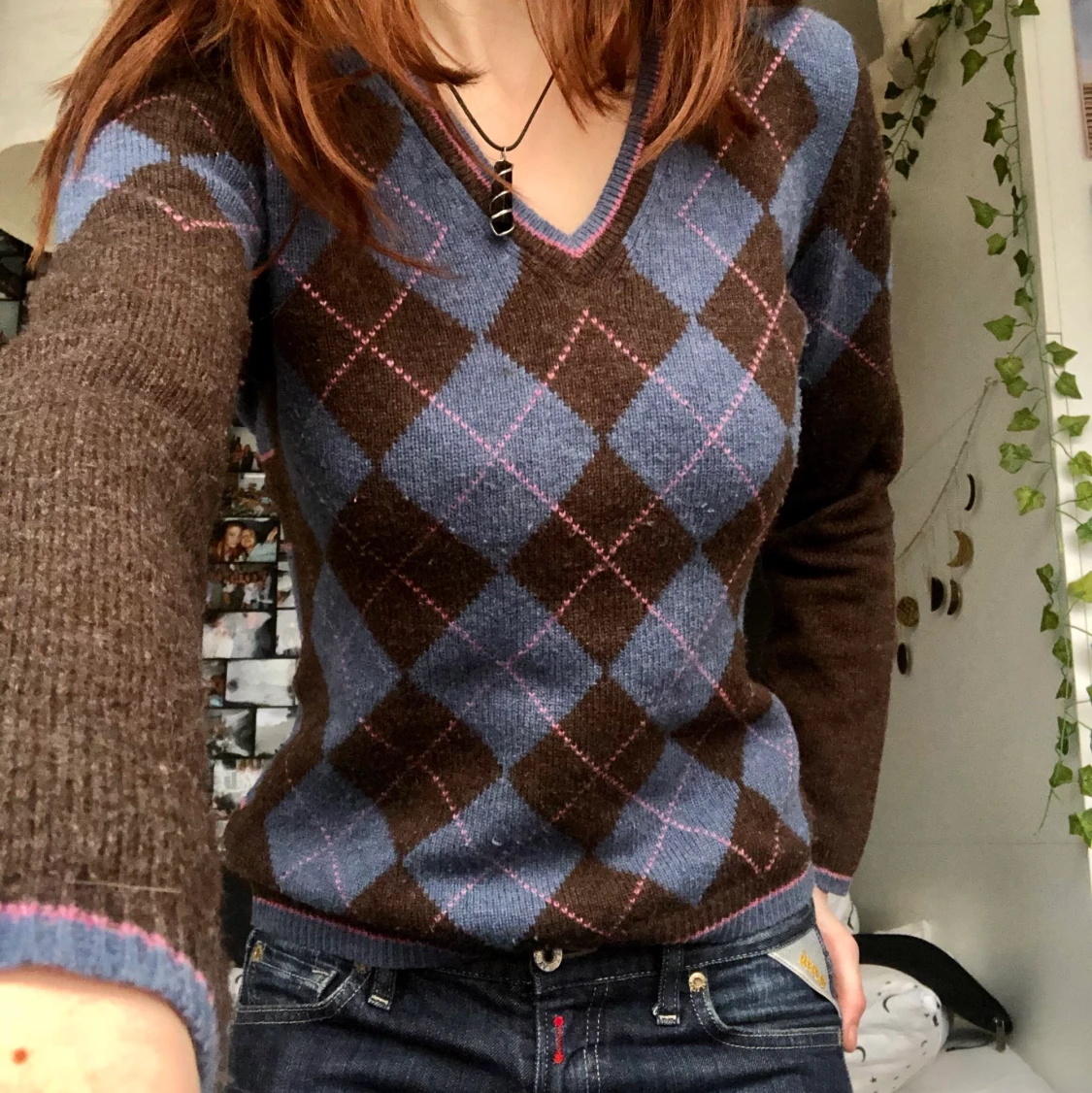 superfin brun argyle tröja!