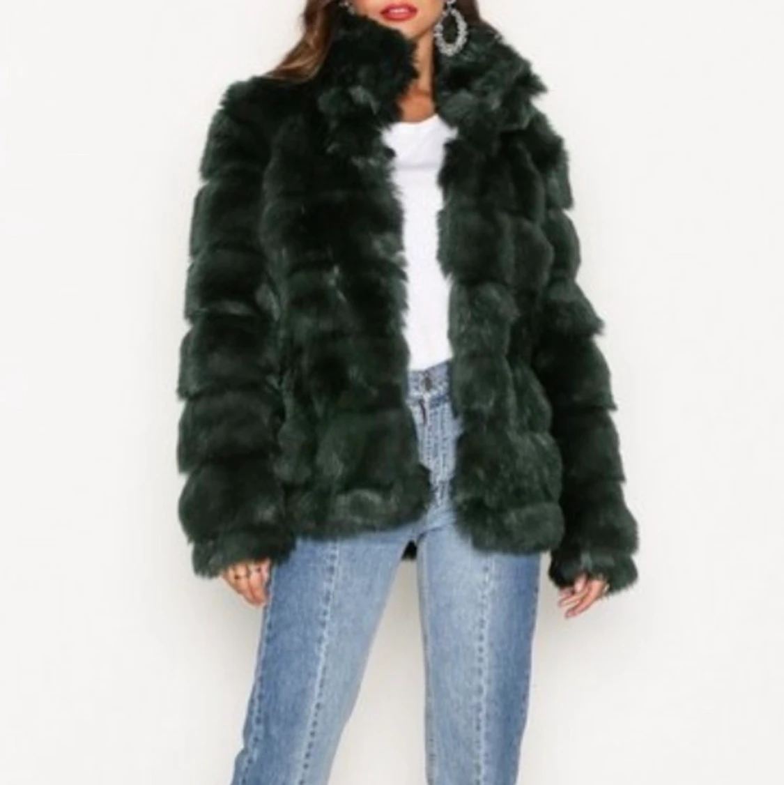 Grön päls jacka 