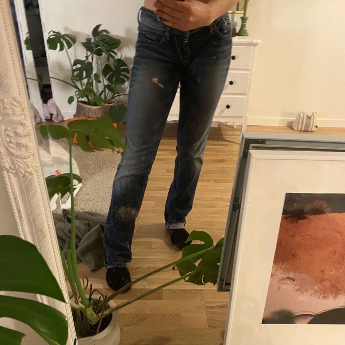 Blåa lågmidjade jeans💙 - 91