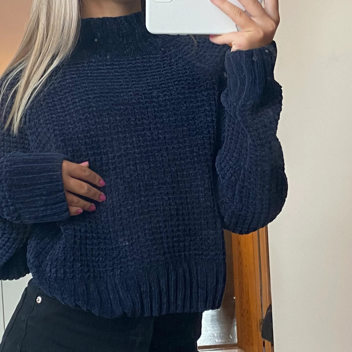 Blå tjock tröja