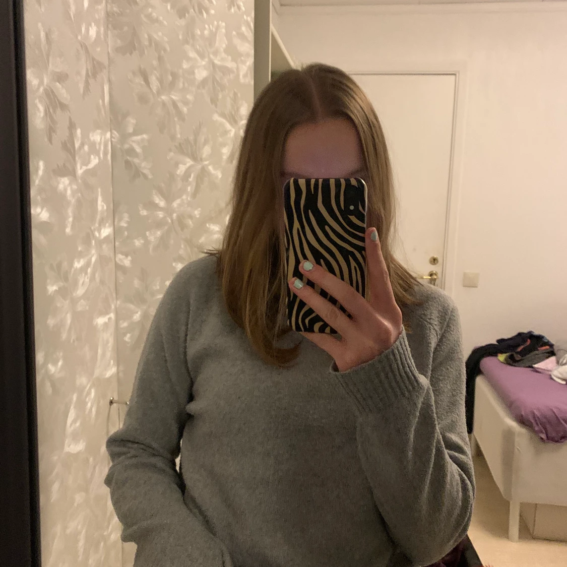 Stickad grå tröja, vero moda  - 90